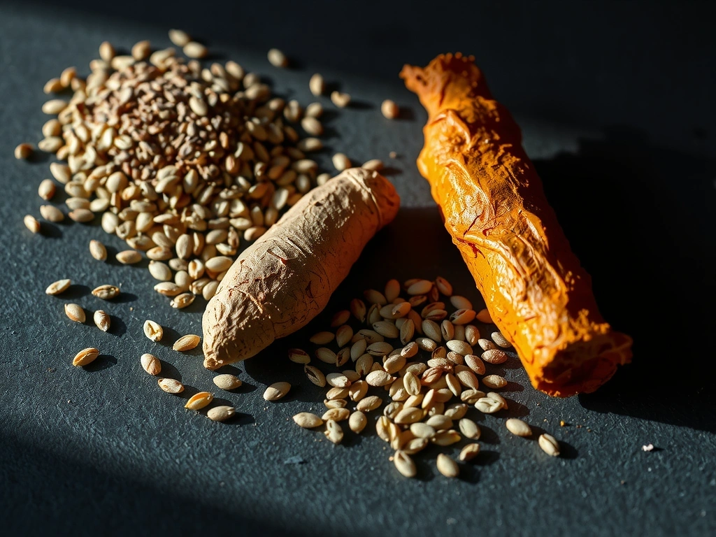 Ingrédients bruts et épices sur surface pierre